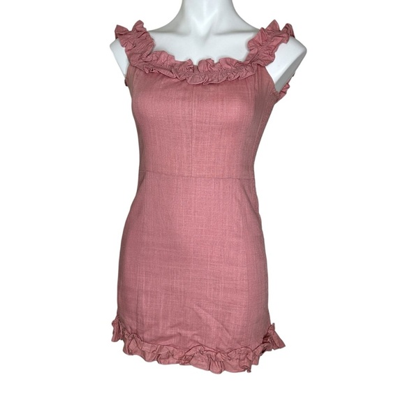 The Impeccable Pig pink ruffle mini dress Medium - Picture 3 of 7